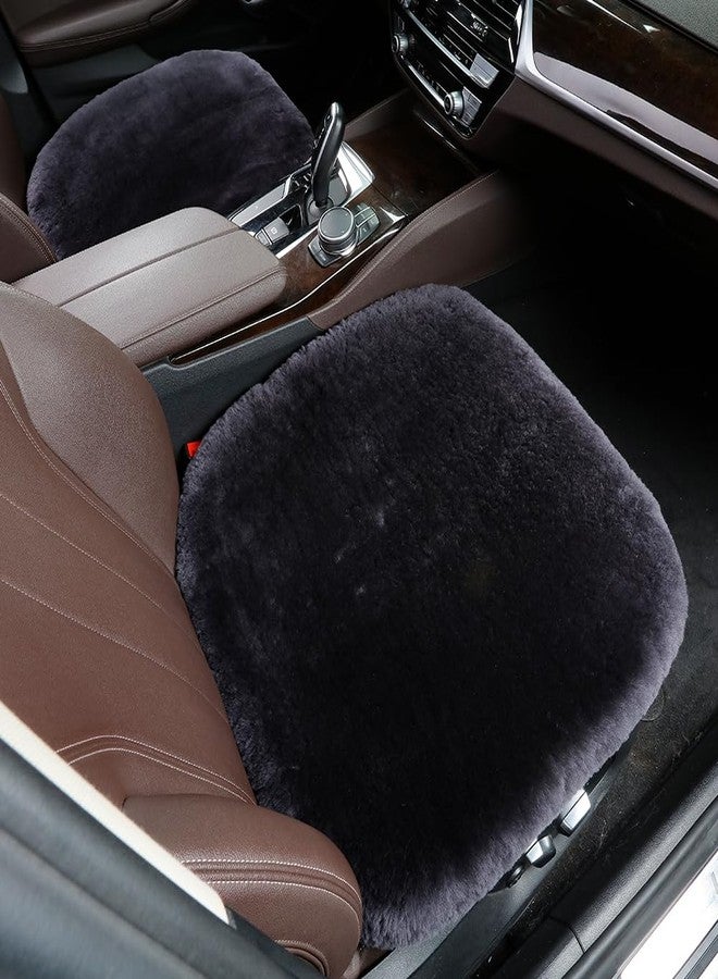 OGLAND 20inchs Fluffy Genuine Australia Warm Sheepskin Car Seat Cover for Auto Interior Accessories with Soft Fuzzy Wool Fur Non-Slip (Carbon Black, Front 20 * 20inchs) - Image 2
