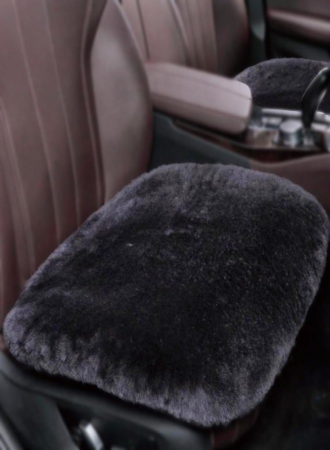 OGLAND 20inchs Fluffy Genuine Australia Warm Sheepskin Car Seat Cover for Auto Interior Accessories with Soft Fuzzy Wool Fur Non-Slip (Carbon Black, Front 20 * 20inchs) - Image 1