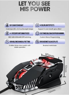 T-WOLF Essential Gaming Mouse: RGB Spectrum Backlit Ergonomic Mouse - 5 Programmable Buttons - Mechanical Switches - Backlight Modes up to 6400 DPI for Windows PC Gamers  - Image 2