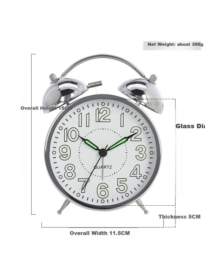 Hense Luminous Alarm Clock With Loud Mechanical Bells, Alarm Watch For Children, High School Students, Loud Sound, Lazy Person's Bedside Desktop Silent Clock Ha26 - Image 2