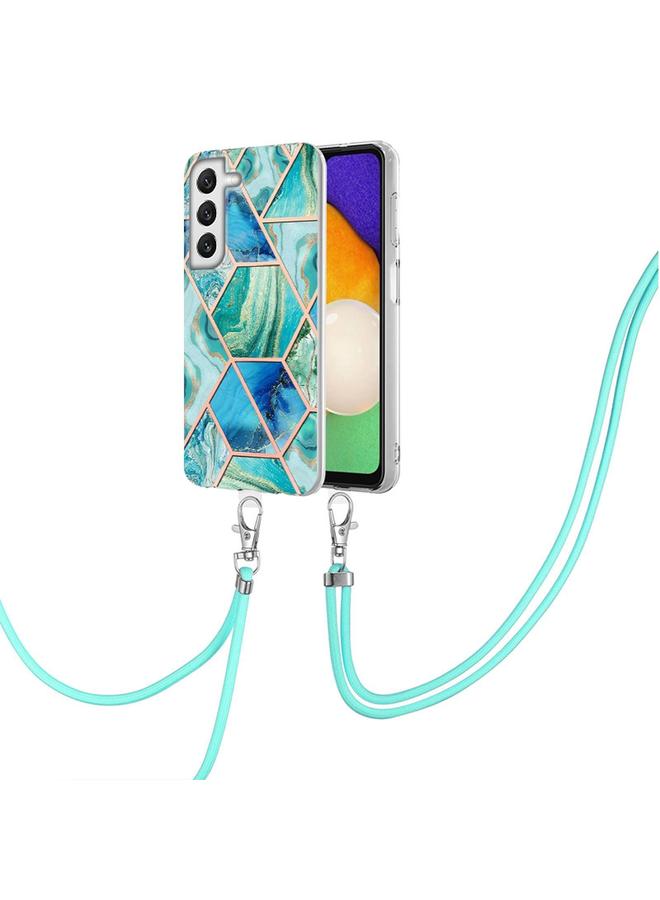 اس-توب جراب لهاتف Samsung Galaxy S22+ 5G مصنوع من مادة TPU مع حبل تعليق من الرخام المطلي بالكهرباء - Image 2