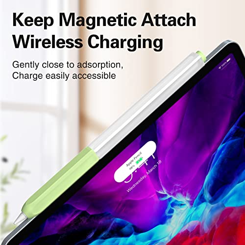 JOOSKO Pencil Case Compatible with Apple Pencil Pro Case/Apple Pencil 2nd Generation Cover Sleeve,Silicone Translucent Duotone，[with 10 Silicone Tip Cover]. (Matcha) - Image 5