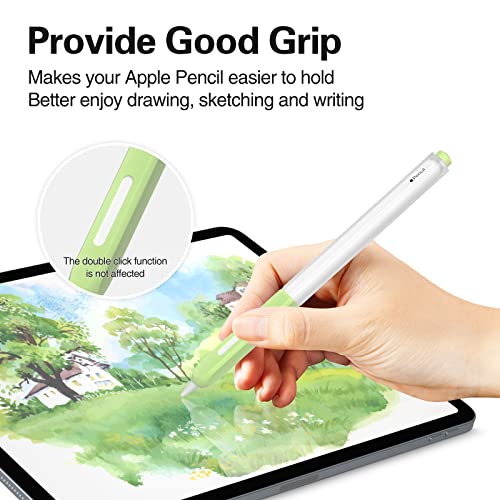 JOOSKO Pencil Case Compatible with Apple Pencil Pro Case/Apple Pencil 2nd Generation Cover Sleeve,Silicone Translucent Duotone，[with 10 Silicone Tip Cover]. (Matcha) - Image 3