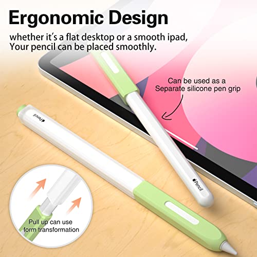 JOOSKO Pencil Case Compatible with Apple Pencil Pro Case/Apple Pencil 2nd Generation Cover Sleeve,Silicone Translucent Duotone，[with 10 Silicone Tip Cover]. (Matcha) - Image 2