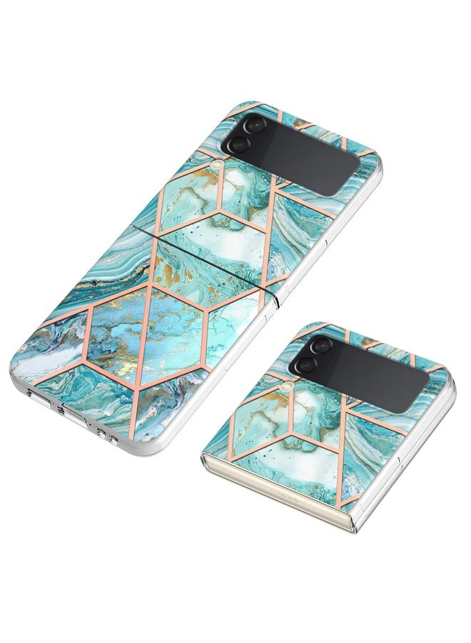 S-TOP Case For Samsung Galaxy Z Flip4 Electroplating IMD Splicing Marble TPU Phone Case - Image 3