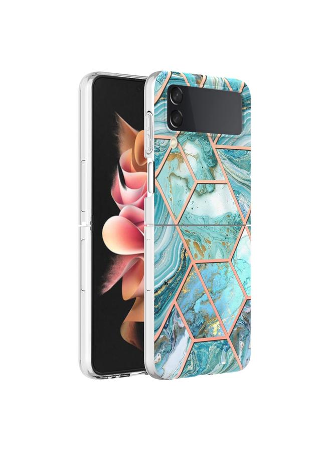 S-TOP Case For Samsung Galaxy Z Flip4 Electroplating IMD Splicing Marble TPU Phone Case - Image 1
