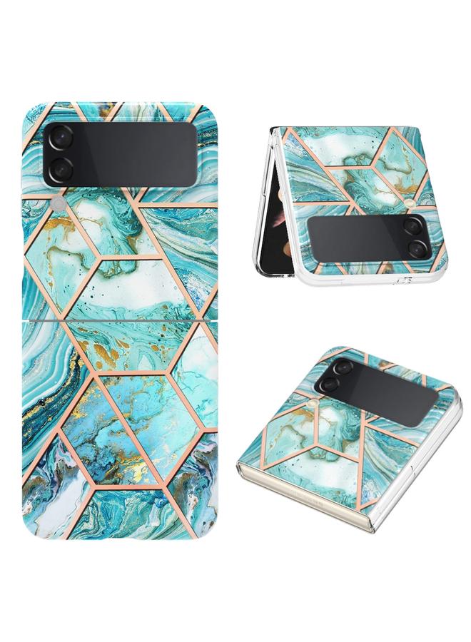 S-TOP Case For Samsung Galaxy Z Flip4 Electroplating IMD Splicing Marble TPU Phone Case - Image 2