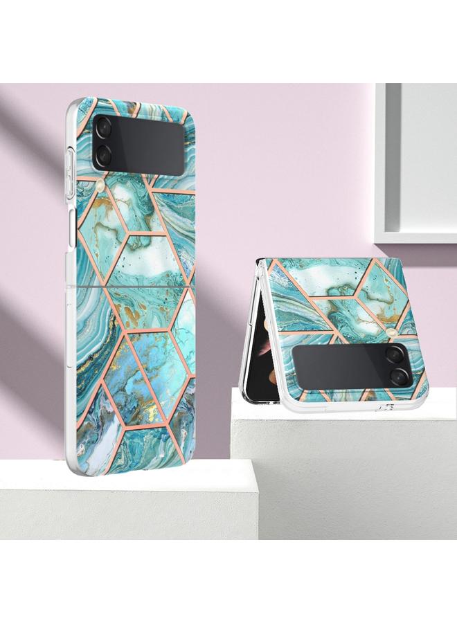 S-TOP Case For Samsung Galaxy Z Flip4 Electroplating IMD Splicing Marble TPU Phone Case - Image 4