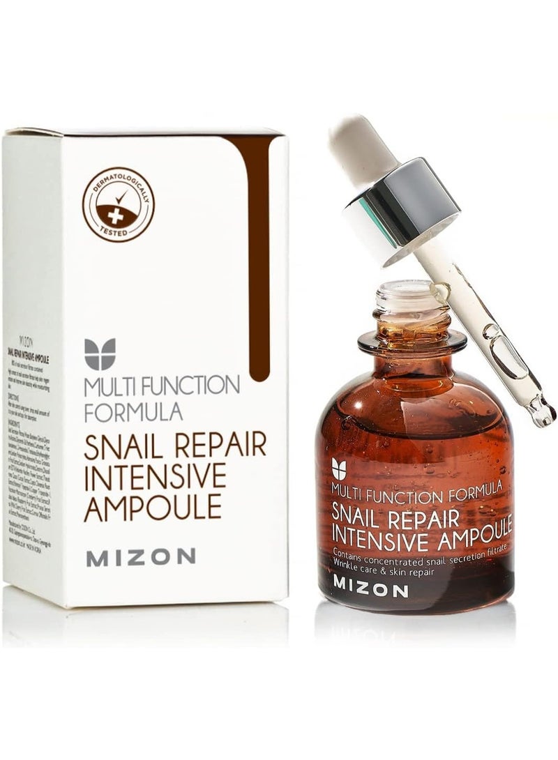 MIZON [Mizon] Snail Repair Intensive Ampoule (30ml) 80% Snail Mucin Extract Repair Serum, Elastin and Collagen Generation, Anti-Ageing, Snail Secretion Filtrate, Korean Skin Care - Image 1