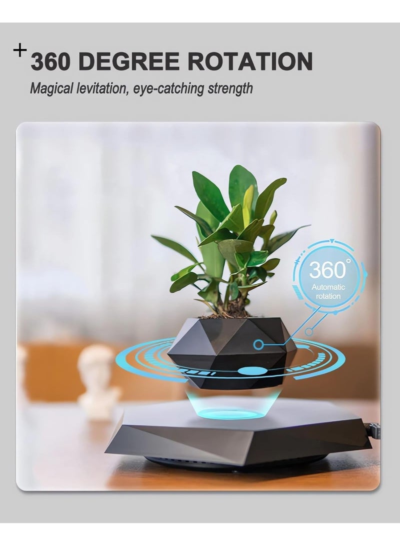 FIPKA Floating Bonsai Pot Planter Suspension Air Plant Pot Levitating Flower Pot for Home Office, Modern Marble Pattern - Image 3