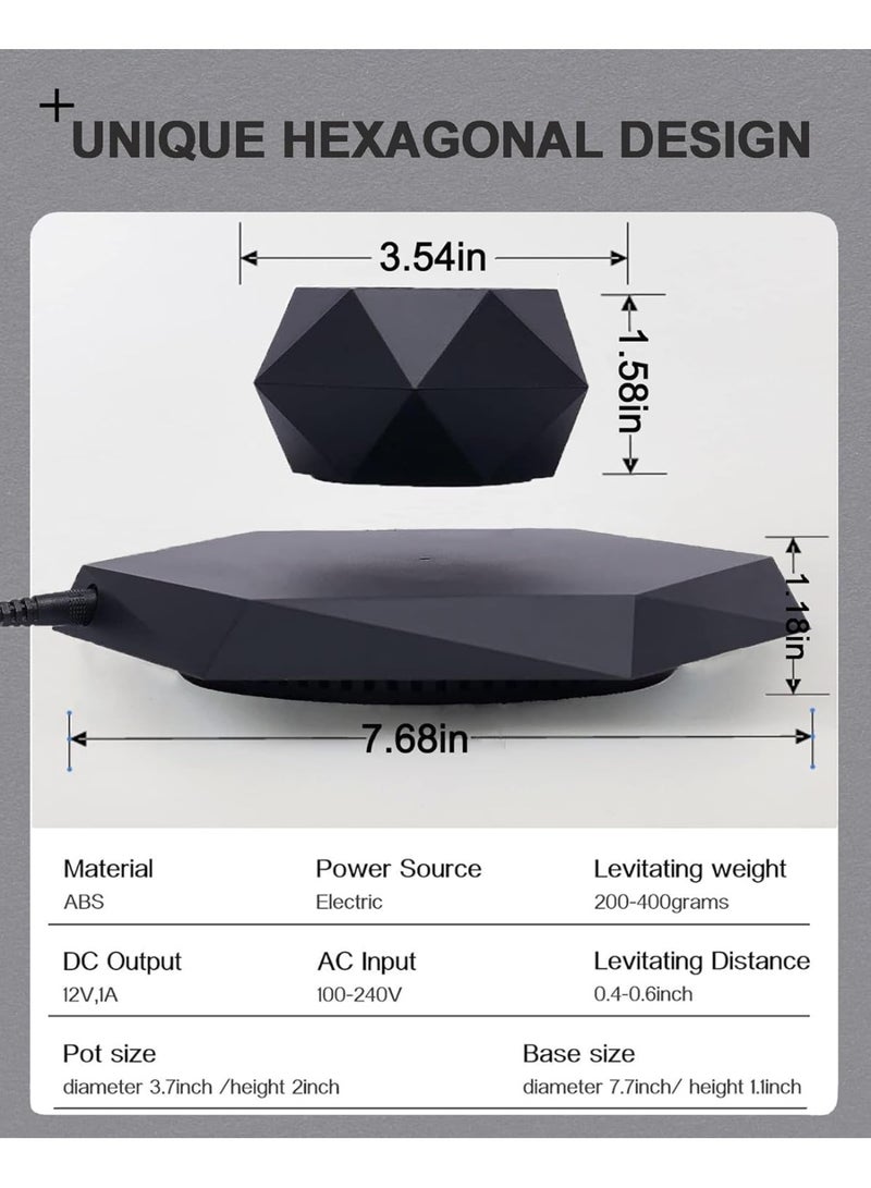 FIPKA Floating Bonsai Pot Planter Suspension Air Plant Pot Levitating Flower Pot for Home Office, Modern Marble Pattern - Image 4