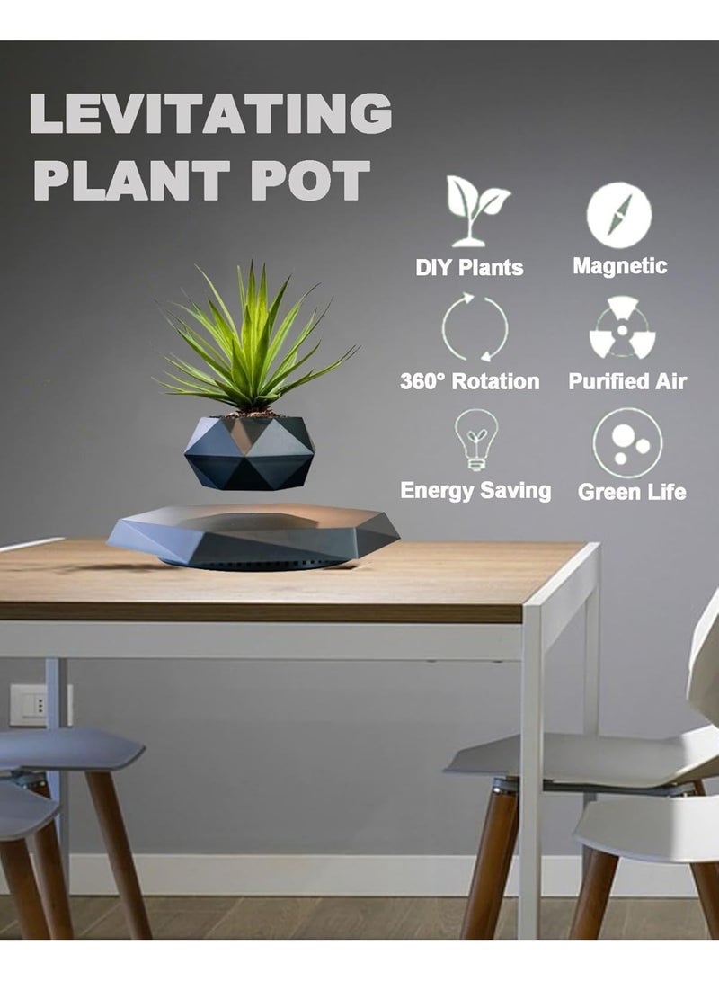 FIPKA Floating Bonsai Pot Planter Suspension Air Plant Pot Levitating Flower Pot for Home Office, Modern Marble Pattern - Image 2