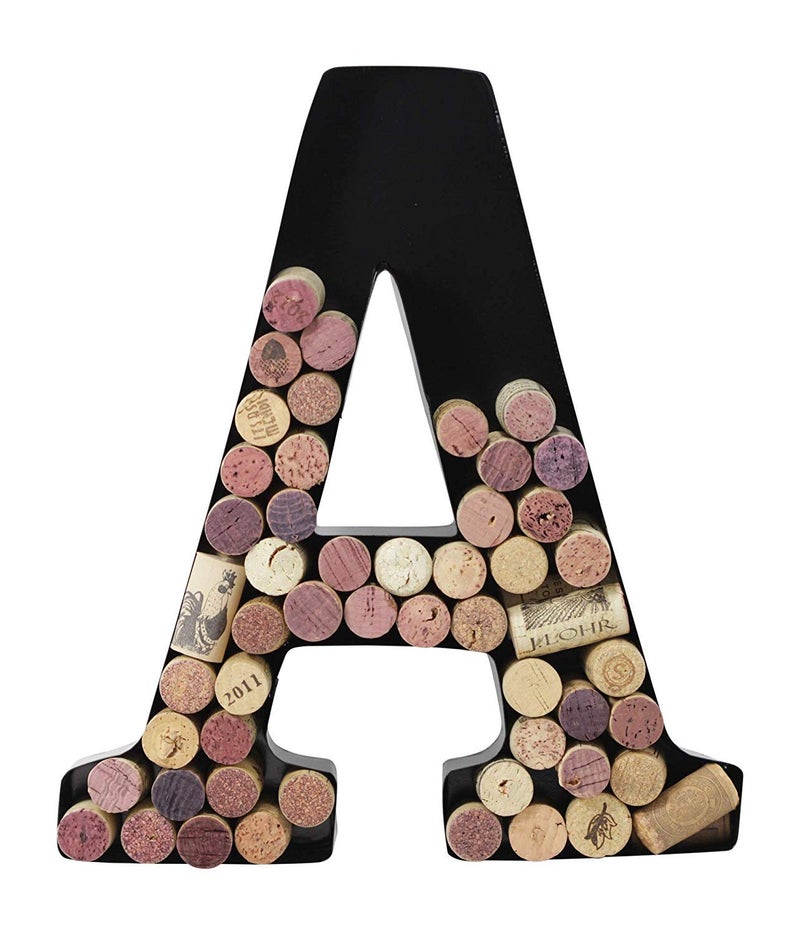 Made Easy Kit Metal Letter Wine Cork Keepsake Saver  Holder Monogram wFree Wall Mount Kit AZ Letter A Large