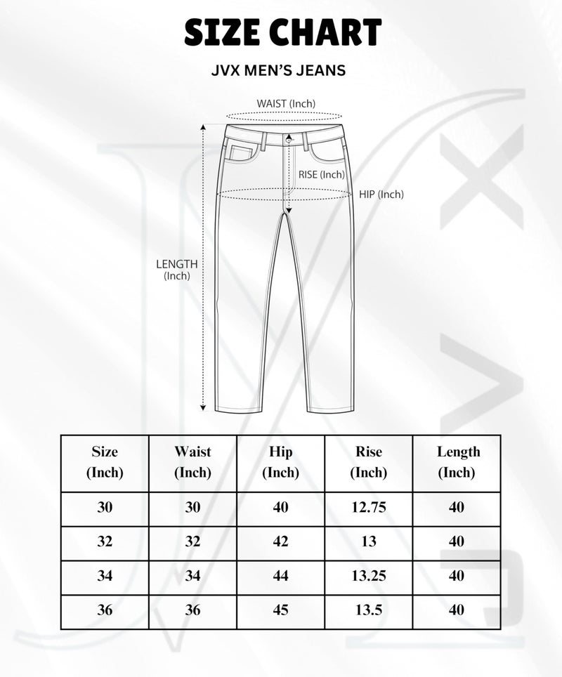 JVX Men Mid Rise Jeans ||Loose Fit Denim Jeans || Baggy Jeans (Njj-04) (Numeric, 30, Black) - Image 4