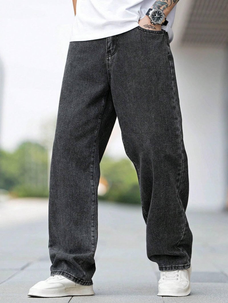 JVX Men Mid Rise Jeans ||Loose Fit Denim Jeans || Baggy Jeans (Njj-04) (Numeric, 30, Black) - Image 5