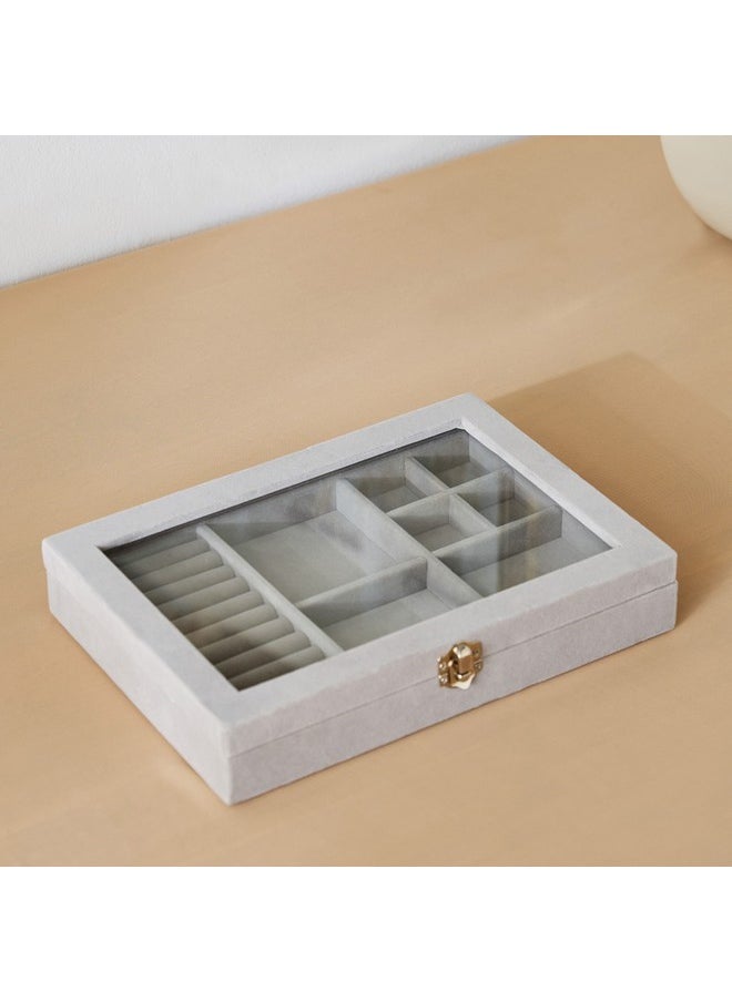 Home Box Velour Jewellery Box with Clear Lid 28.5 x 20 x 5 cm  - Image 3
