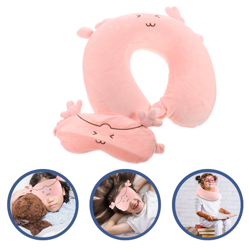1 Set of Kids Neck Pillow Cartoon Neck Pillow with Eye -shaped Pillow Travel Neck Pillow - Image 3