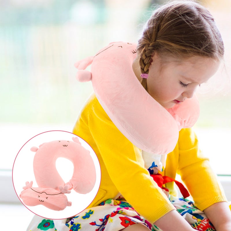 1 Set of Kids Neck Pillow Cartoon Neck Pillow with Eye -shaped Pillow Travel Neck Pillow - Image 1