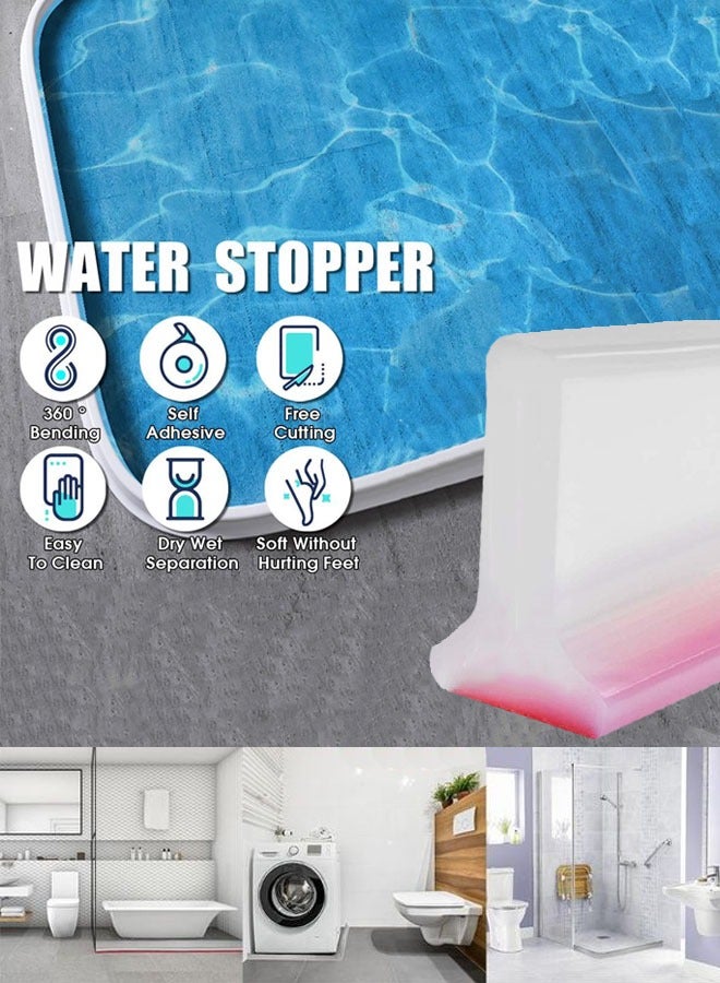 1M Shower Threshold Water Dam, Keep Water Inside with Shower Splash Guard Collapsible Shower Water Dam Shower Stopper Barrier and Retention System and Keeps Water Inside Threshold Dry and Wet Separation Suitable for Bathroom and Kitchen - Image 1