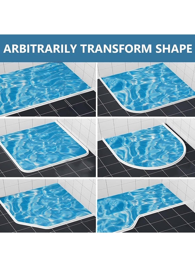 1M Shower Threshold Water Dam, Keep Water Inside with Shower Splash Guard Collapsible Shower Water Dam Shower Stopper Barrier and Retention System and Keeps Water Inside Threshold Dry and Wet Separation Suitable for Bathroom and Kitchen - Image 5