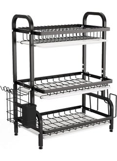 Drying Rack 3 Tier Dish Rack With Tray Utensil Holder Large Capacity Rustproof Dish Drainer With Cutting Board Holder Drain Board Tray For Kitchen Counter Organizer Storage (Dsa399)