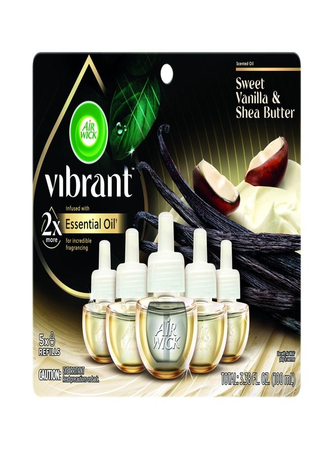 أير ويك عبوات إعادة تعبئة معطر جو Air Wick Vibrant، 5 عبوات، برائحة الفانيليا الحلوة وزبدة الشيا، معطر جو، زيوت عطرية - Image 1
