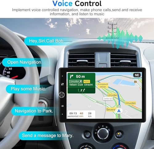 Podofo راديو سيارة بودوفو 10.4" أحادي الدين مع وايرلس كار بلاي وأندرويد أوتو، شاشة تعمل باللمس قابلة للدوران، بلوتوث، صوت 16 نطاق، مرآة ربط، SWC، FM، USB، TF، كاميرا خلفية - Image 4