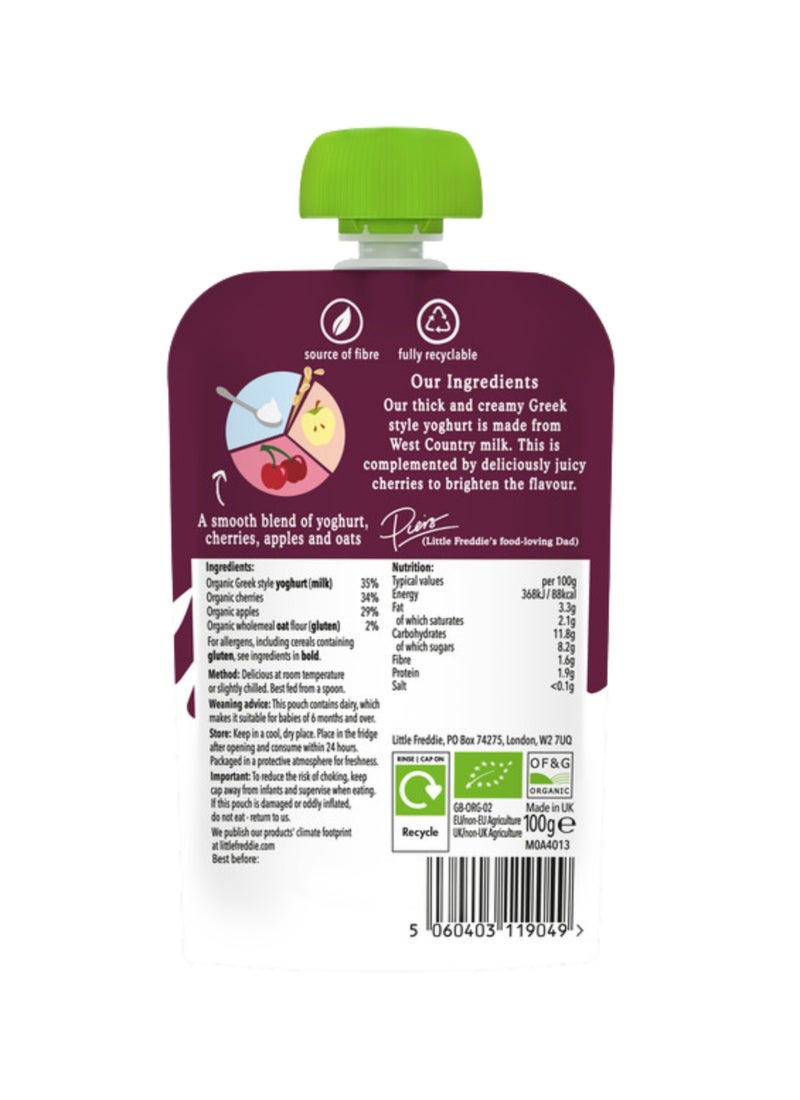 Little Freddie Organic Luscious Cherry Greek Style Yoghurt  (6+ Months) 100g - Image 2