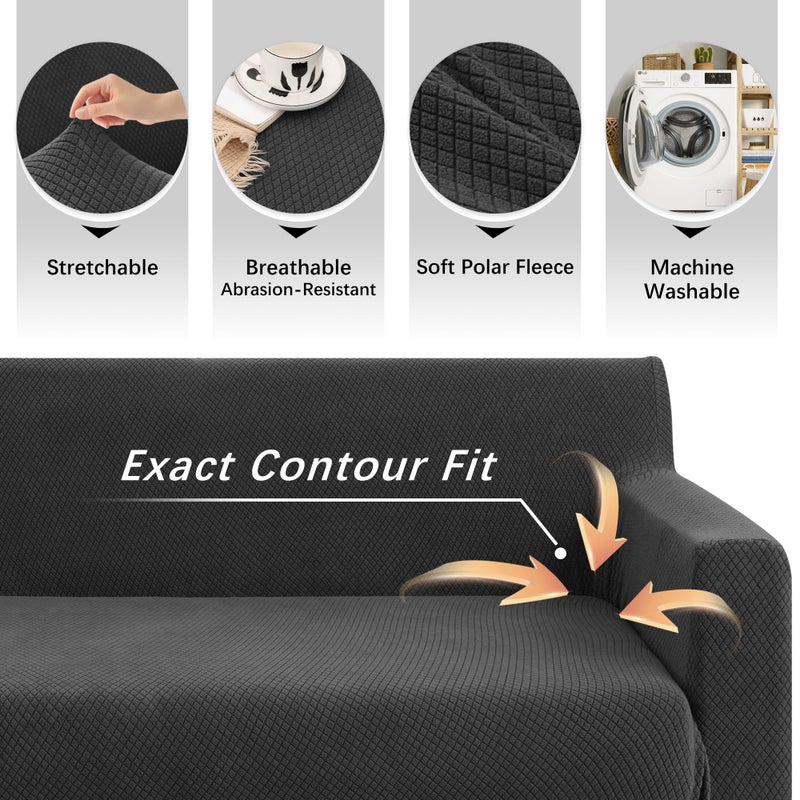 Arfntevss Stretch Sectional Couch Covers L Shaped Corner Sectional Sofa Cover Washable Jacquard Soft Fleece U Shape Sofa Slipcovers Anti Slip Furniture Protector for Dogs Pets (X-Large, Dark Gray) - Image 5