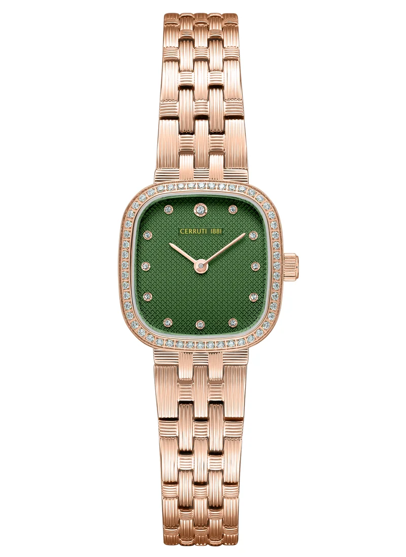 CERRUTI 1881 Cerruti 1881 Mira Analog Women's Watch - Green Mother of Pearl Dial, Crystal Indexes, Rose Gold Bracelet