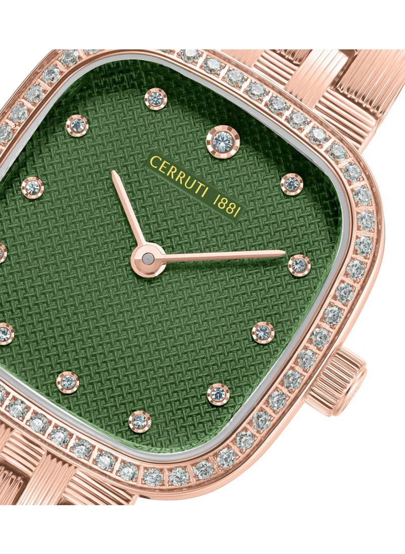 CERRUTI 1881 Cerruti 1881 Mira Analog Women's Watch - Green Mother of Pearl Dial, Crystal Indexes, Rose Gold Bracelet