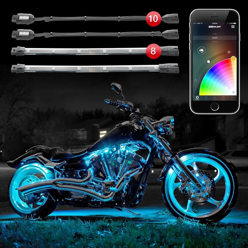 XKGLOW KS-MOTO-ADVANCE 10 Pod 8 Strip 2nd Gen XKchrome App Control Motorcycle LED Accent Light Kit - Image 3