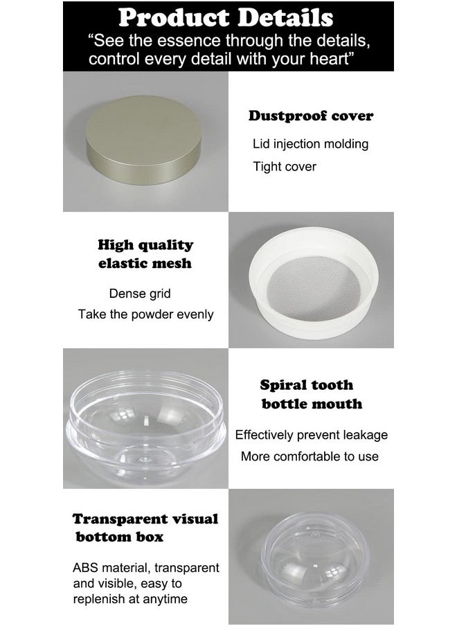 AKOAK - Capacity 20 Ml(0.67 Oz) Empty Reusable Plastic Loose Powder Compact Container Diy Makeup Powder Case With Powder Puff And Elasticated Net Sifter - Image 1
