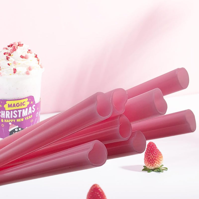 Amsthow Heart Shaped Straws Pink Cute Straws Silly Drinking Individually Wrapped Straws for Valentine's Day Wedding Birthday Party Chai Shakes Cocoa (100Pcs) - Image 4