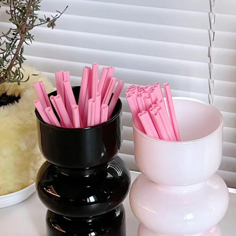 Amsthow Heart Shaped Straws Pink Cute Straws Silly Drinking Individually Wrapped Straws for Valentine's Day Wedding Birthday Party Chai Shakes Cocoa (100Pcs) - Image 5