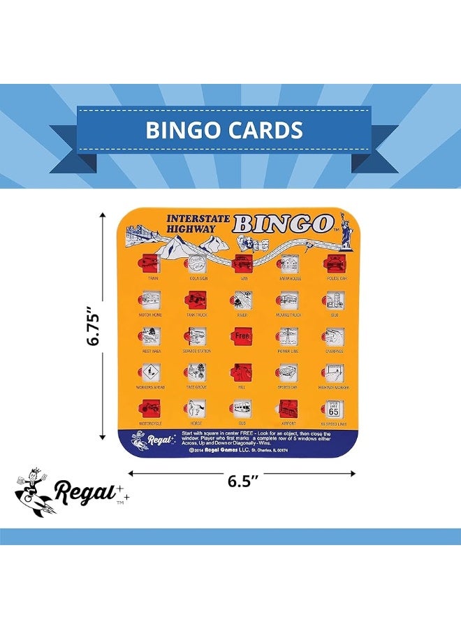 Regal Games Finger-Tip Shutter Bingo Cards with Sliding Windows - Interstate Bingo & Auto Bingo Game - Assorted Colors Travel Bingo Game Set Kids - Reusable, No Chips & Daubers Needed - 4 Packs - Image 3