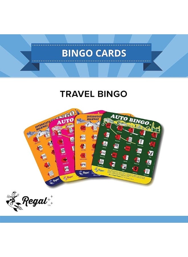 Regal Games Finger-Tip Shutter Bingo Cards with Sliding Windows - Interstate Bingo & Auto Bingo Game - Assorted Colors Travel Bingo Game Set Kids - Reusable, No Chips & Daubers Needed - 4 Packs - Image 2