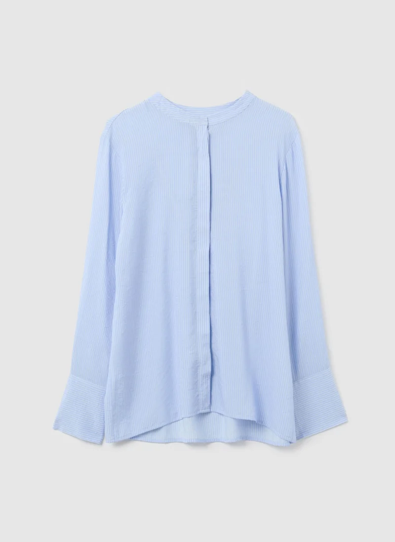 او في اس REGULAR FIT BLUE MIXED SHIRT