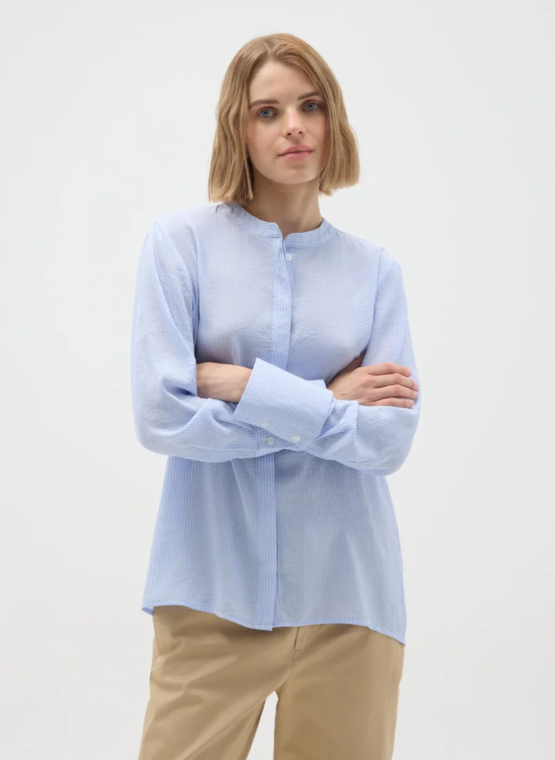 او في اس REGULAR FIT BLUE MIXED SHIRT