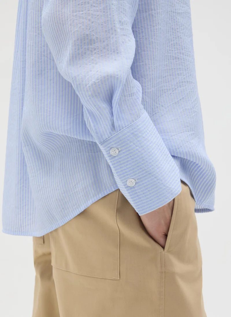 او في اس REGULAR FIT BLUE MIXED SHIRT
