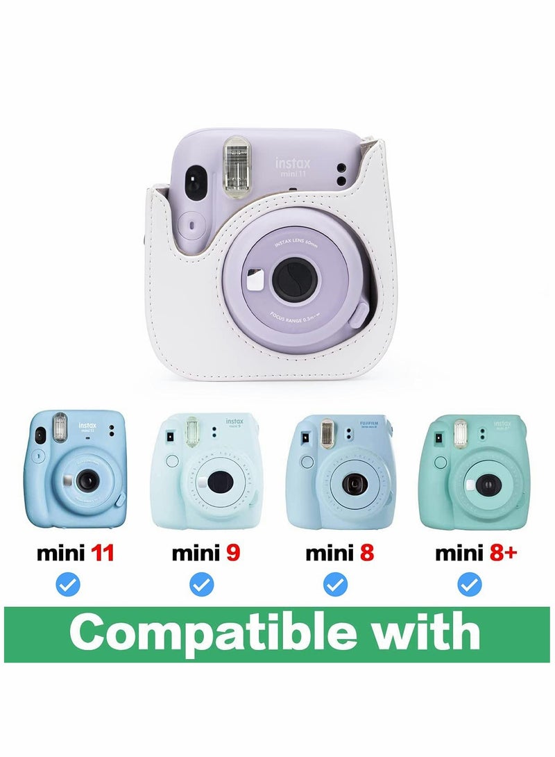 SOLARAE PU Leather Camera Case for Fujifilm Instax Mini 11, with Adjustable Strap and Pocket (Panda) - Image 5
