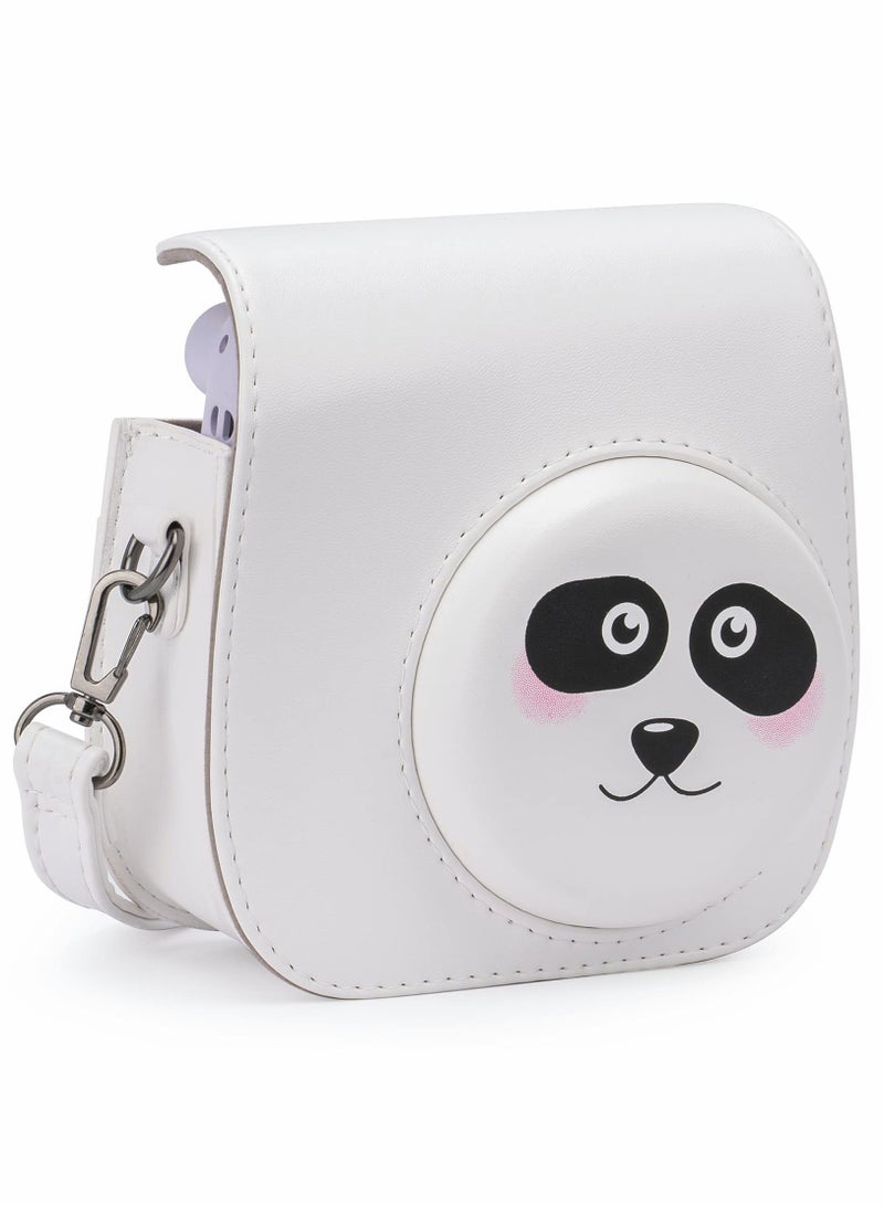 SOLARAE PU Leather Camera Case for Fujifilm Instax Mini 11, with Adjustable Strap and Pocket (Panda) - Image 1