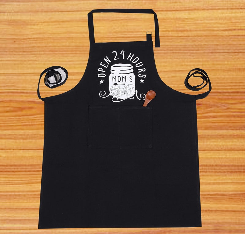 CRAZYWEAVES Apron for kitchen Cotton Funny printed Apron with Front Centre Pocket, Mothers day gift, Adjustable Neck Strap and Tie, Restaurants, Catering, Kitchen,black Chef Apron for Unisex - Image 2