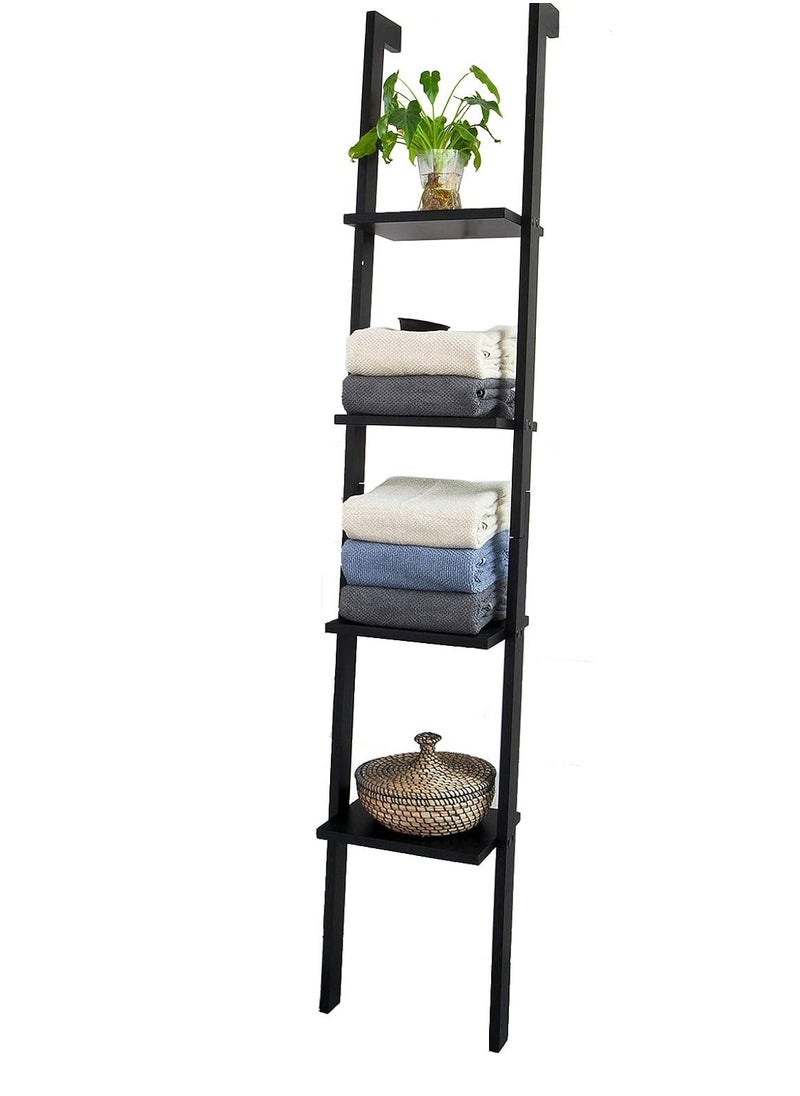 USTIDE ladder bookcase made of wood with four floors,book shelf, stand shelf, wall shelf  - Image 1