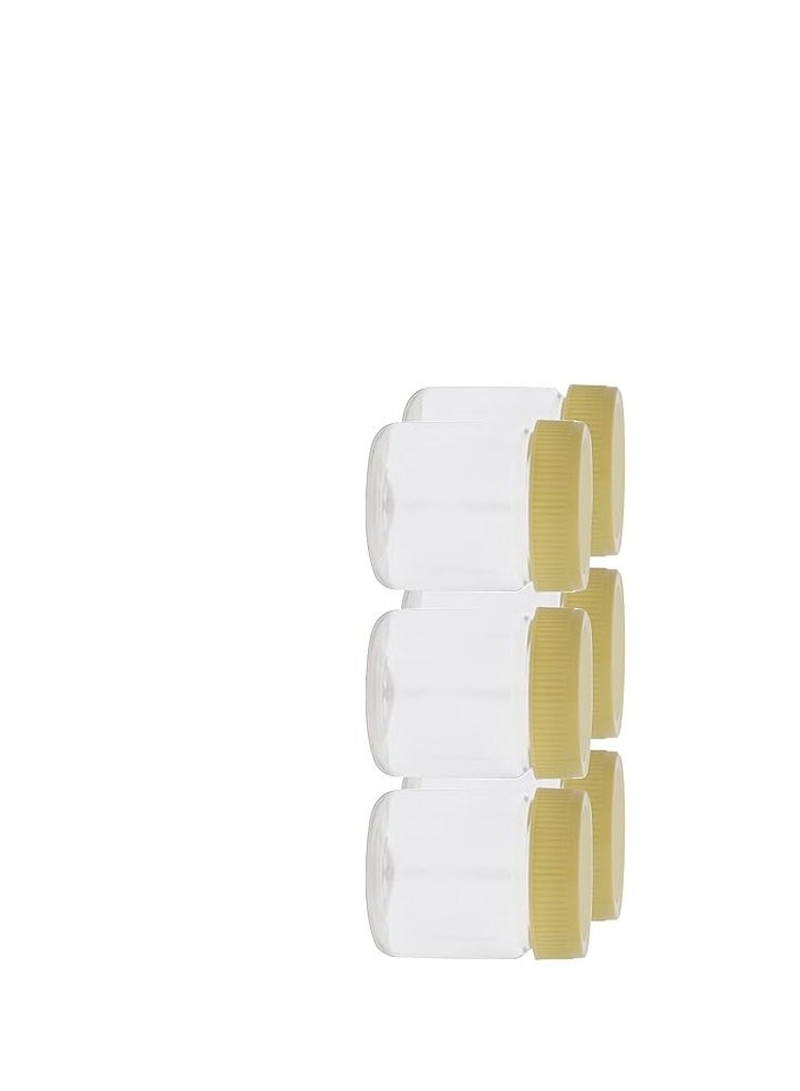 Raxoom 100 ML Round Airtight PET Jar RF11222 Set of 6 Storage Containers Transparent for Pulses, Cereals and Spices Canister Leak Proof Lid Clear Premium Quality - Assorted Lid Color - Image 1