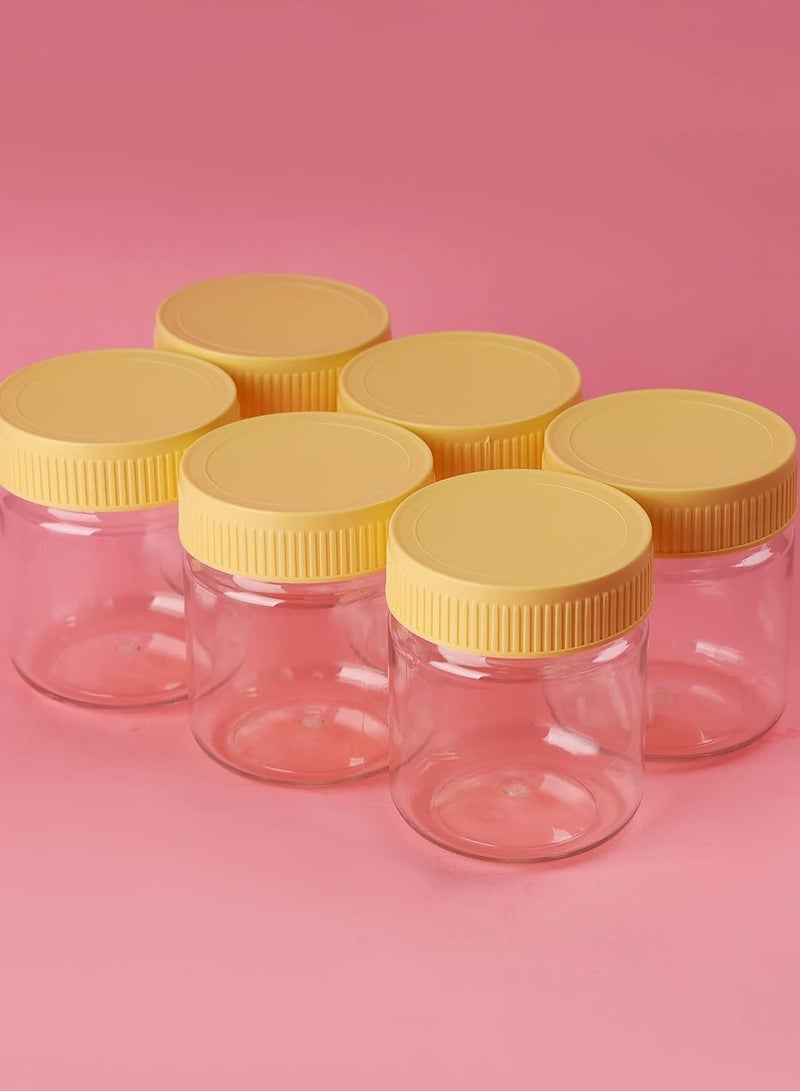 Raxoom 100 ML Round Airtight PET Jar RF11222 Set of 6 Storage Containers Transparent for Pulses, Cereals and Spices Canister Leak Proof Lid Clear Premium Quality - Assorted Lid Color - Image 2