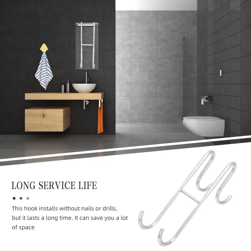 SUPVOX Stainless Steel Over Door Hook 18cm S Shaped Double Towel Rack Hanging Basket - Image 4