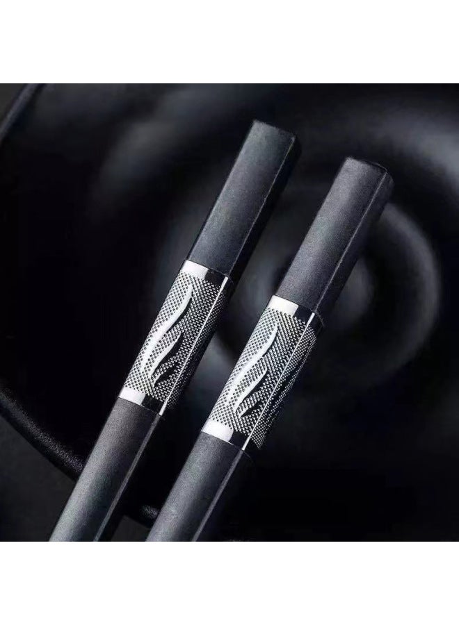 Wholesale Alloy Chopsticks Household 24cm Chopsticks 10 Pair Hotel Restaurant Hotel Tableware Commercial Alloy Chopsticks-Color:10 Pairs Of Aluminum And Silver Three Leaves (blister Card)  - Image 1