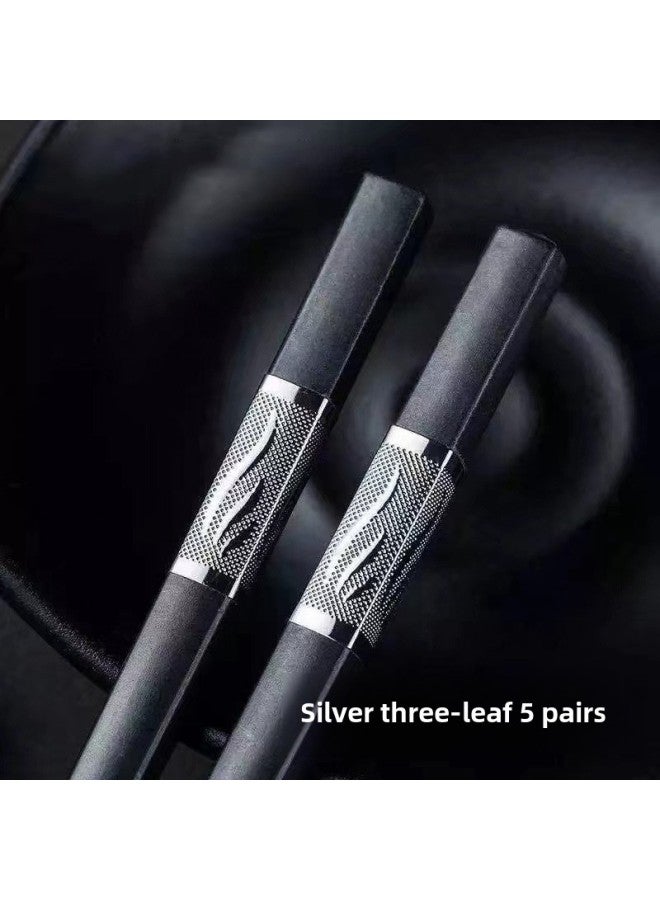 Wholesale Alloy Chopsticks Household 24cm Chopsticks 10 Pair Hotel Restaurant Hotel Tableware Commercial Alloy Chopsticks-Color:10 Pairs Of Aluminum And Silver Three Leaves (blister Card)  - Image 5