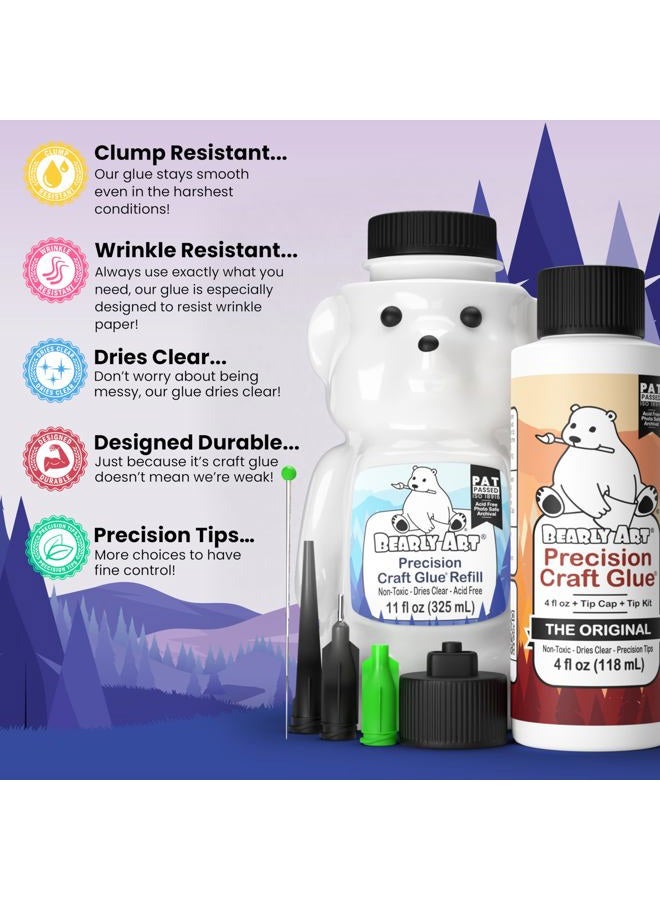 Bearly Art Precision Craft Glue -The Bundle - 4fl oz and 11fl oz Refill Bear - Tip Kit Included - Wrinkle Resistant - Flexible and Crack Resistant - Strong Hold Adhesive - Made in USA - Image 5